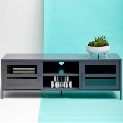 Acier Two Door Grey Metal Media Unit