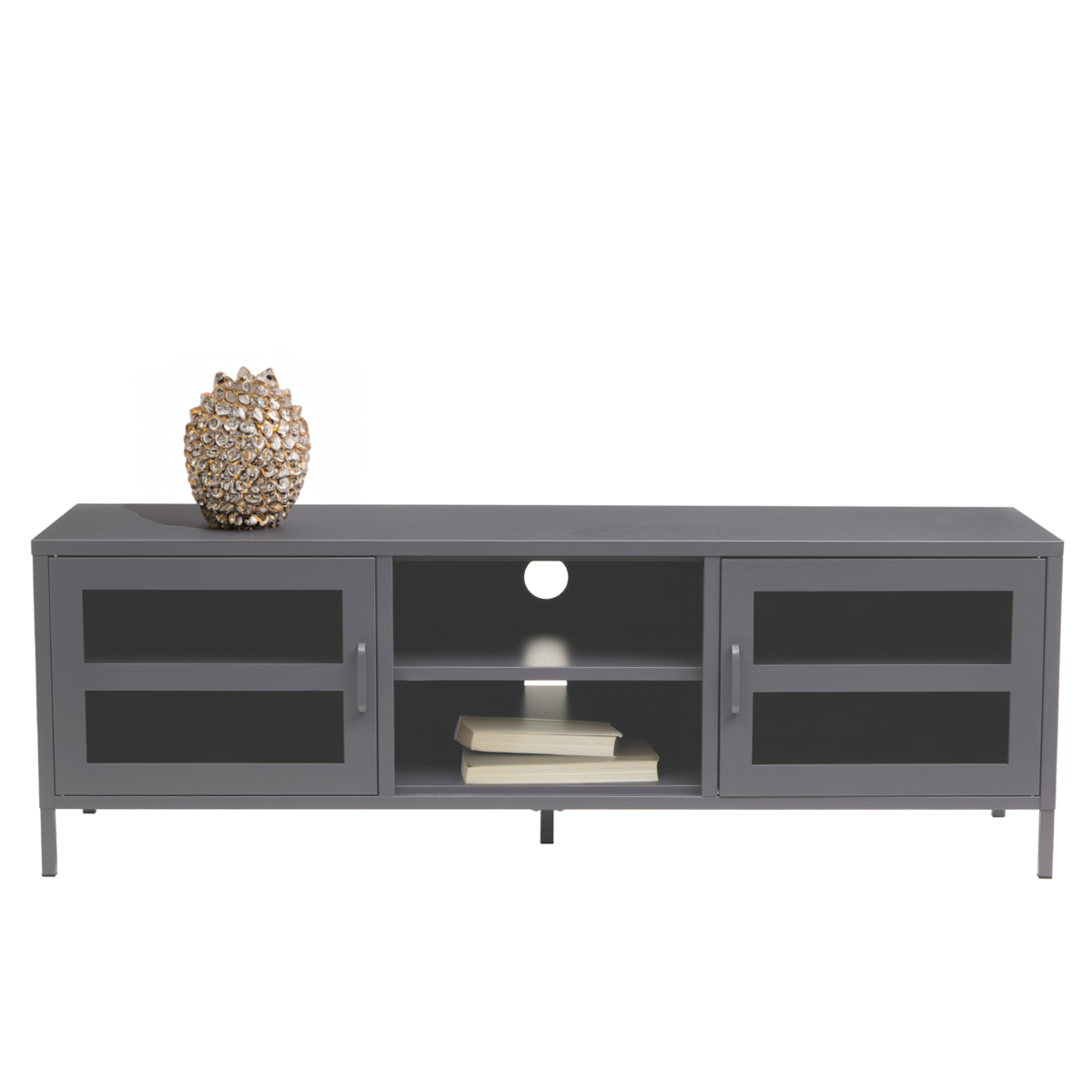 Acier Two Door Grey Metal Media Unit
