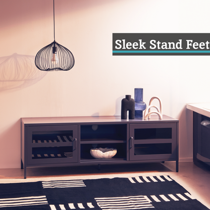 Acier Two Door Grey Metal Media Unit