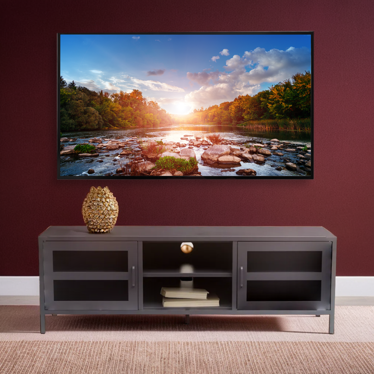 Acier Two Door Grey Metal Media Unit