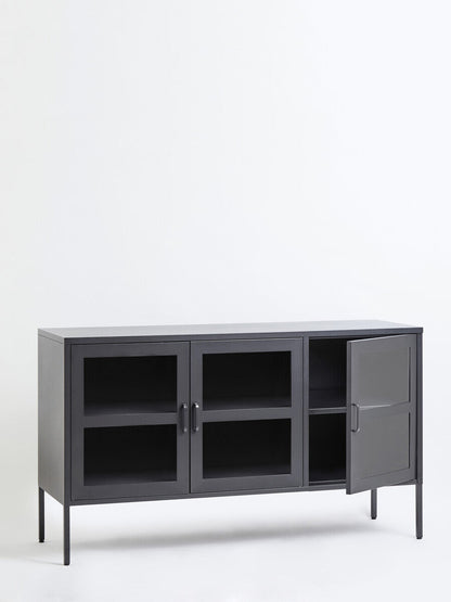 Acier Three Door Grey Metal Sideboard