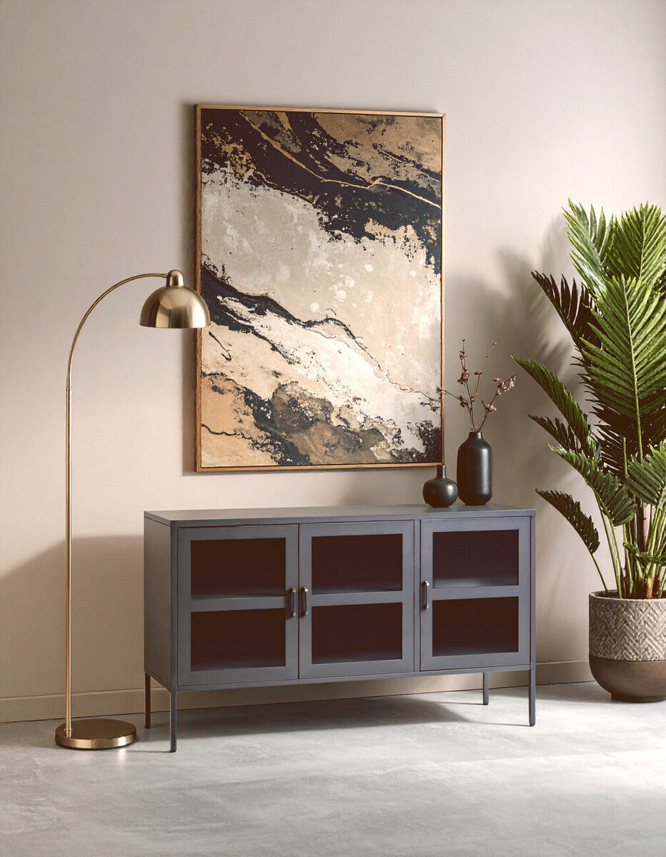 Acier Three Door Grey Metal Sideboard