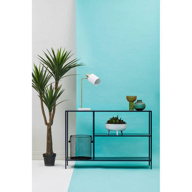 Black Metal Console Table with Rectangular Top and Two-Tier Open Shelf Storage, Acero