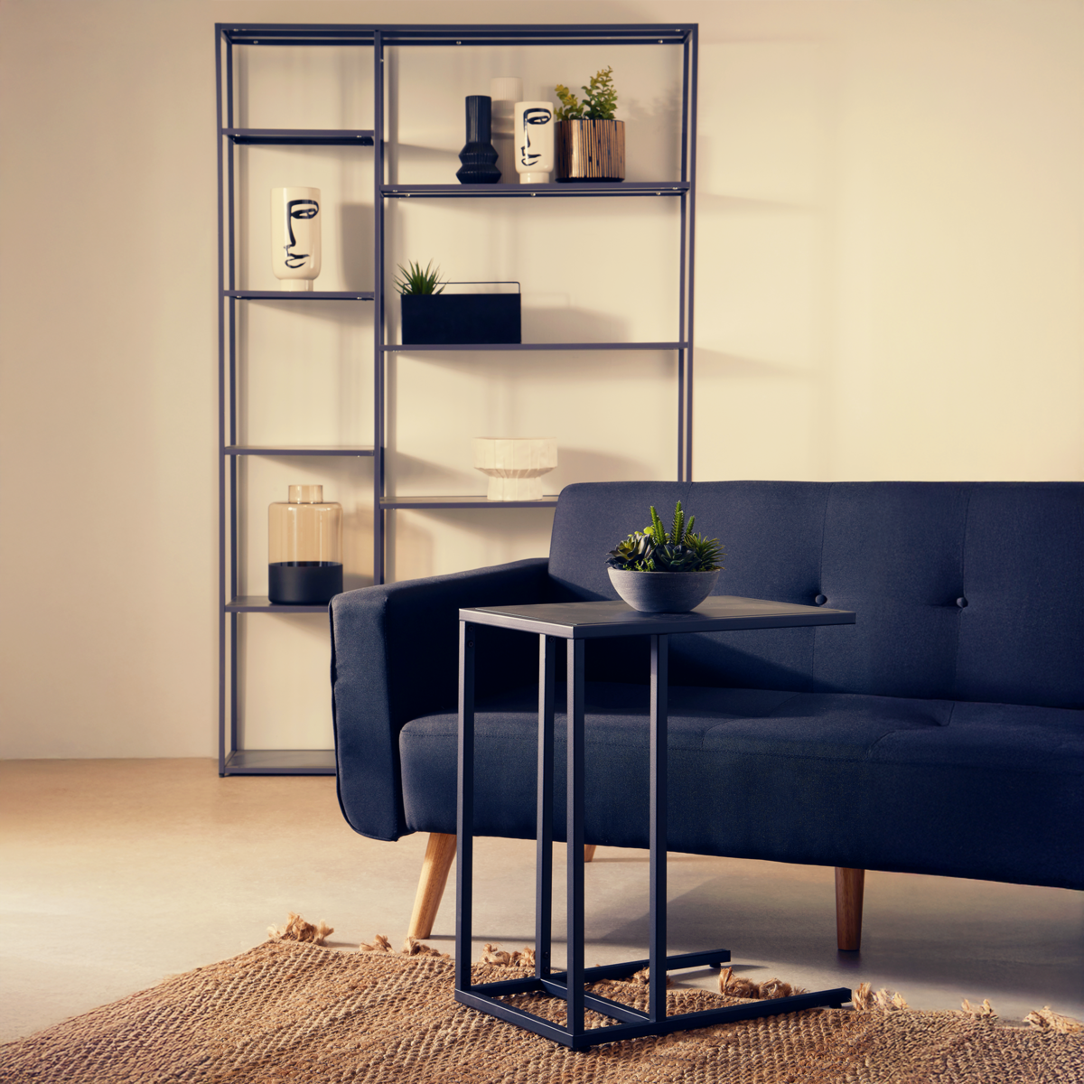 Acero Black Metal Side Table