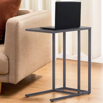 Grey Powder Coated Metal Side Table with C-Shaped Design, Acero | Acero