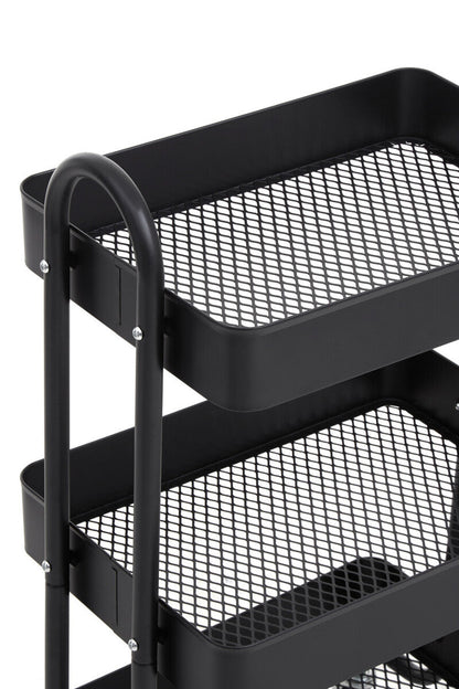 Acero Three Tier Black Metal Trolley
