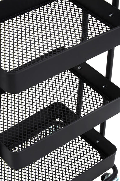 Acero Three Tier Black Metal Trolley