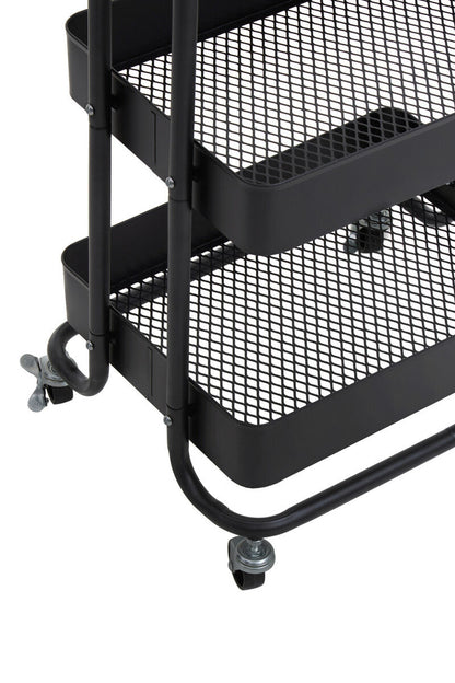 Acero Three Tier Black Metal Trolley