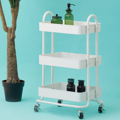 Acero Three Tier White Metal Trolley