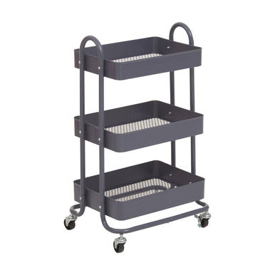 Acero Three Tier Grey Metal Trolley