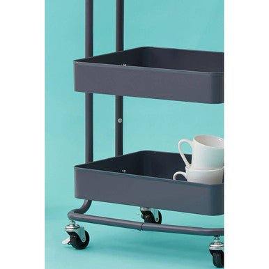Acero Three Tier Grey Metal Trolley