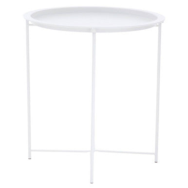 Acero White Metal Round Side Table