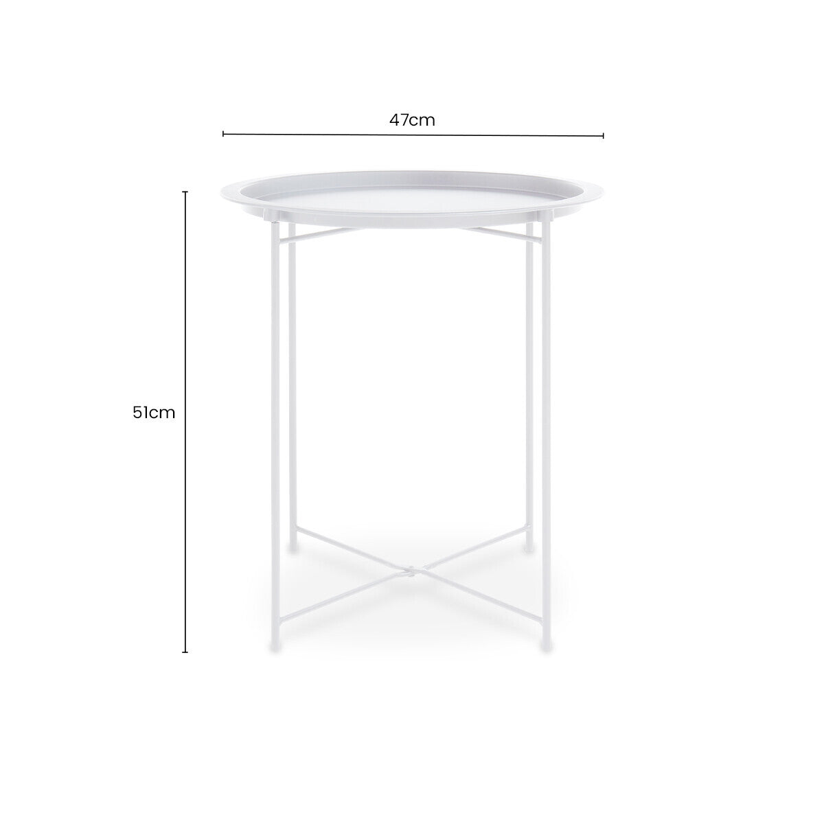 White Powder Coated Metal Round Side Table with Intersecting Cross Base, Acero | Acero
