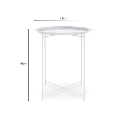 White Powder Coated Metal Round Side Table with Intersecting Cross Base, Acero | Acero