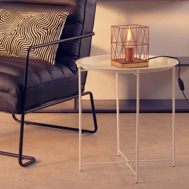 Acero White Metal Round Side Table