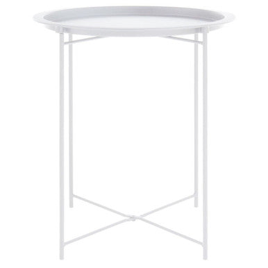 Acero White Metal Round Side Table