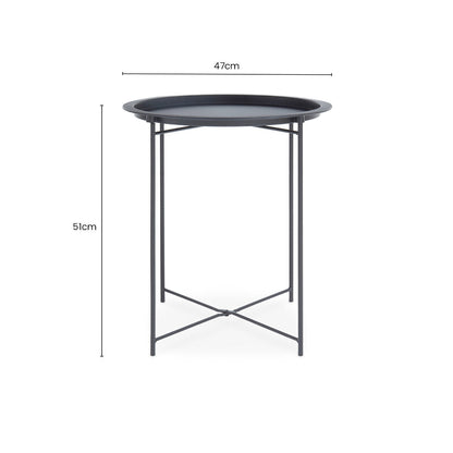 Grey Powder Coated Metal Round Side Table with Intersecting Cross Base, Acero | Acero