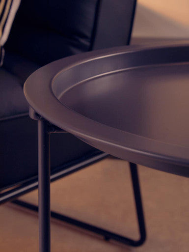 Acero Grey Metal Round Side Table
