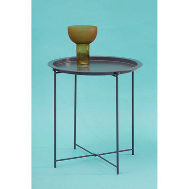 Acero Grey Metal Round Side Table