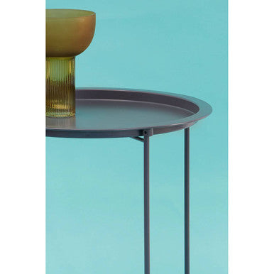 Acero Grey Metal Round Side Table