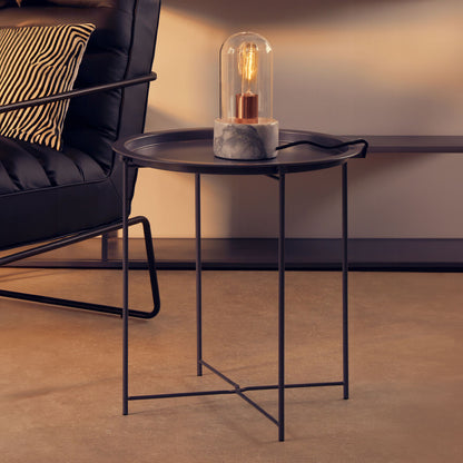 Acero Grey Metal Round Side Table