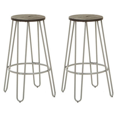 District 3 Piece Elm Wood Bar Table And Stool Set