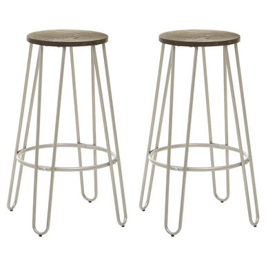 District 3 Piece Silver Frame Bar Table Stool Set