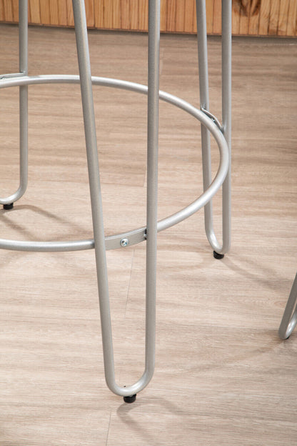 District 3 Piece Silver Frame Bar Table Stool Set