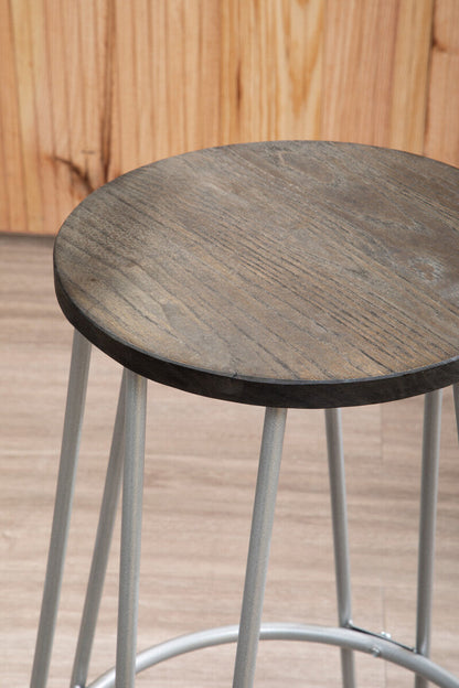 District 3 Piece Silver Frame Bar Table Stool Set