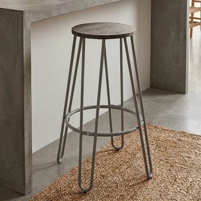 District Grey Finish Metal Frame Bar Stool