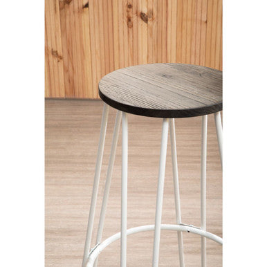 District White Finish Metal Frame Bar Stool