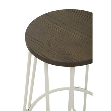 District White Finish Metal Frame Bar Stool