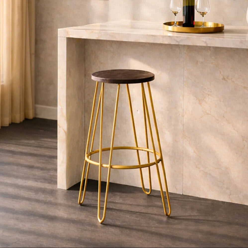 District Gold Finish Metal Frame Bar Stool