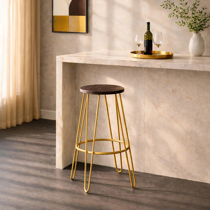District Gold Finish Metal Frame Bar Stool