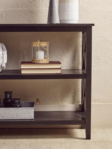Heritage Three Shelf Large Black Bookcase
