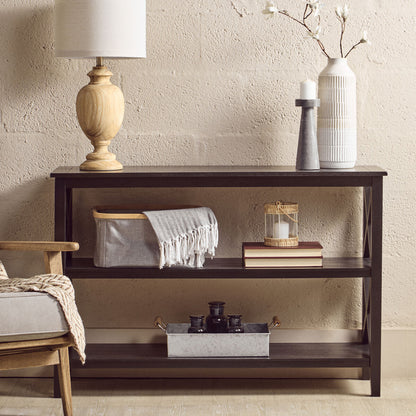 Heritage Three Shelf Large Black Bookcase