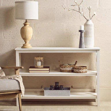 Heritage Three Shelf Large White Bookcase