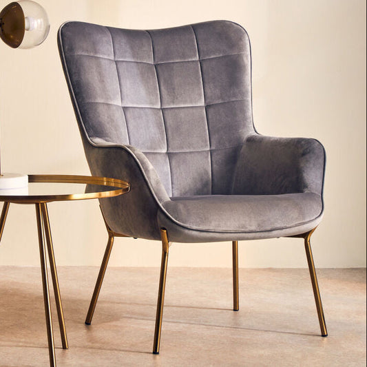 Stockholm Grey Velvet Chair