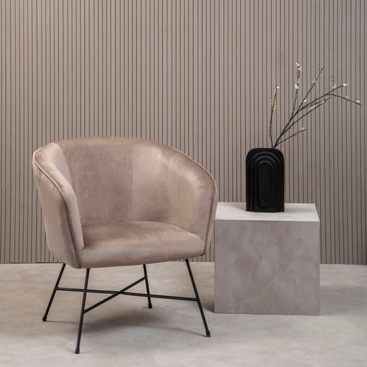 Stockholm Mink Velvet Curved Accent Chair