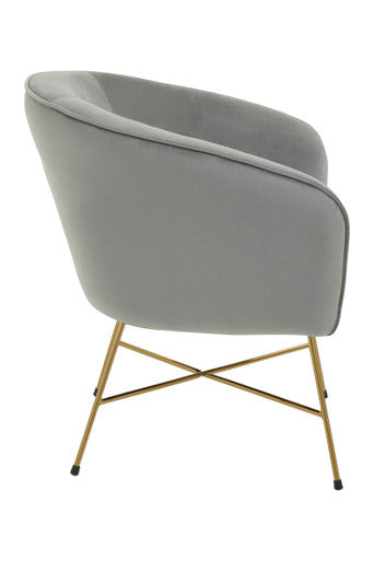 Stockholm Grey Velvet Curved Accent Chair