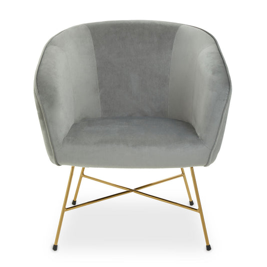 Stockholm Grey Velvet Curved Accent Chair