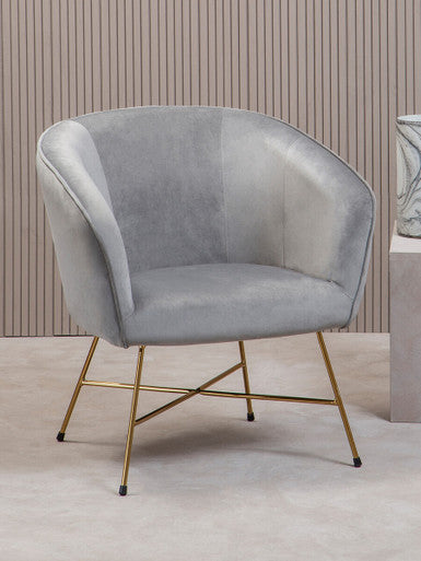 Stockholm Grey Velvet Curved Accent Chair
