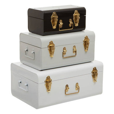 Set of Three White Grey and Black Storage Trunks | Parley