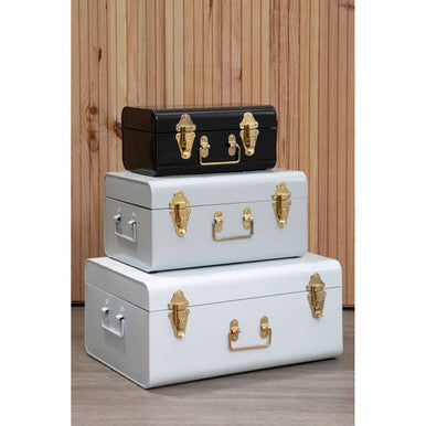 Set of Three White Grey and Black Storage Trunks | Parley