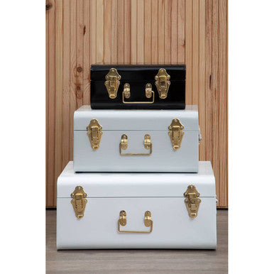 Set of Three White Grey and Black Storage Trunks | Parley