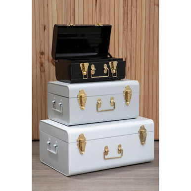 Set of Three White Grey and Black Storage Trunks | Parley