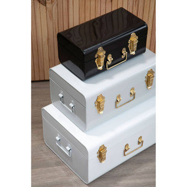 Set of Three White Grey and Black Storage Trunks | Parley
