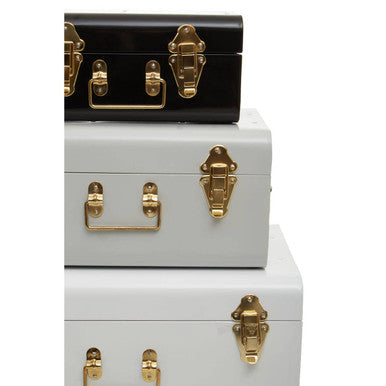 Set of Three White Grey and Black Storage Trunks | Parley