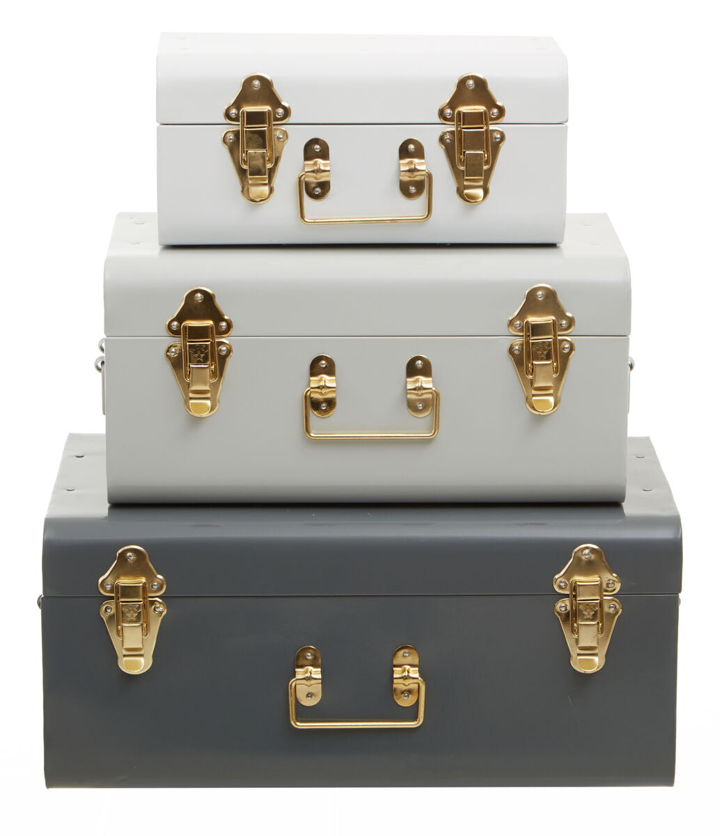 Set of Three Assorted Grey Storage Trunks | Parley