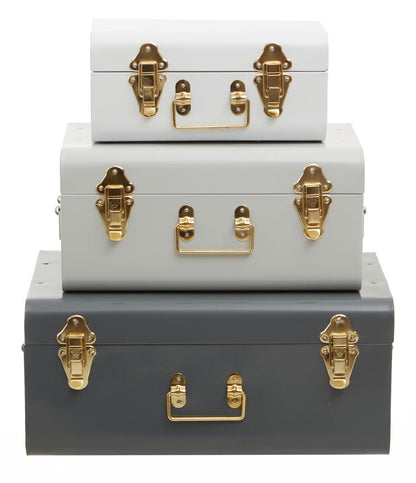 Set of Three Assorted Grey Storage Trunks | Parley